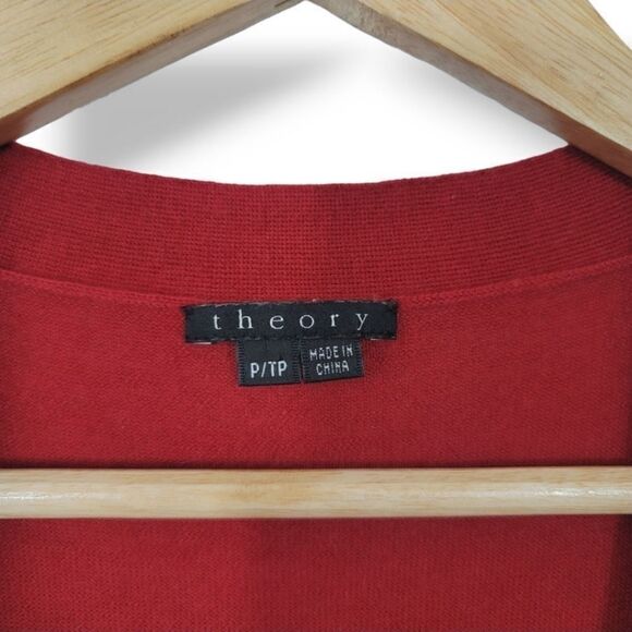 Theory Gwyneth Cashmere Button Down Short Sleeve Cardigan in Red Size P/0 - Picture 9 of 14